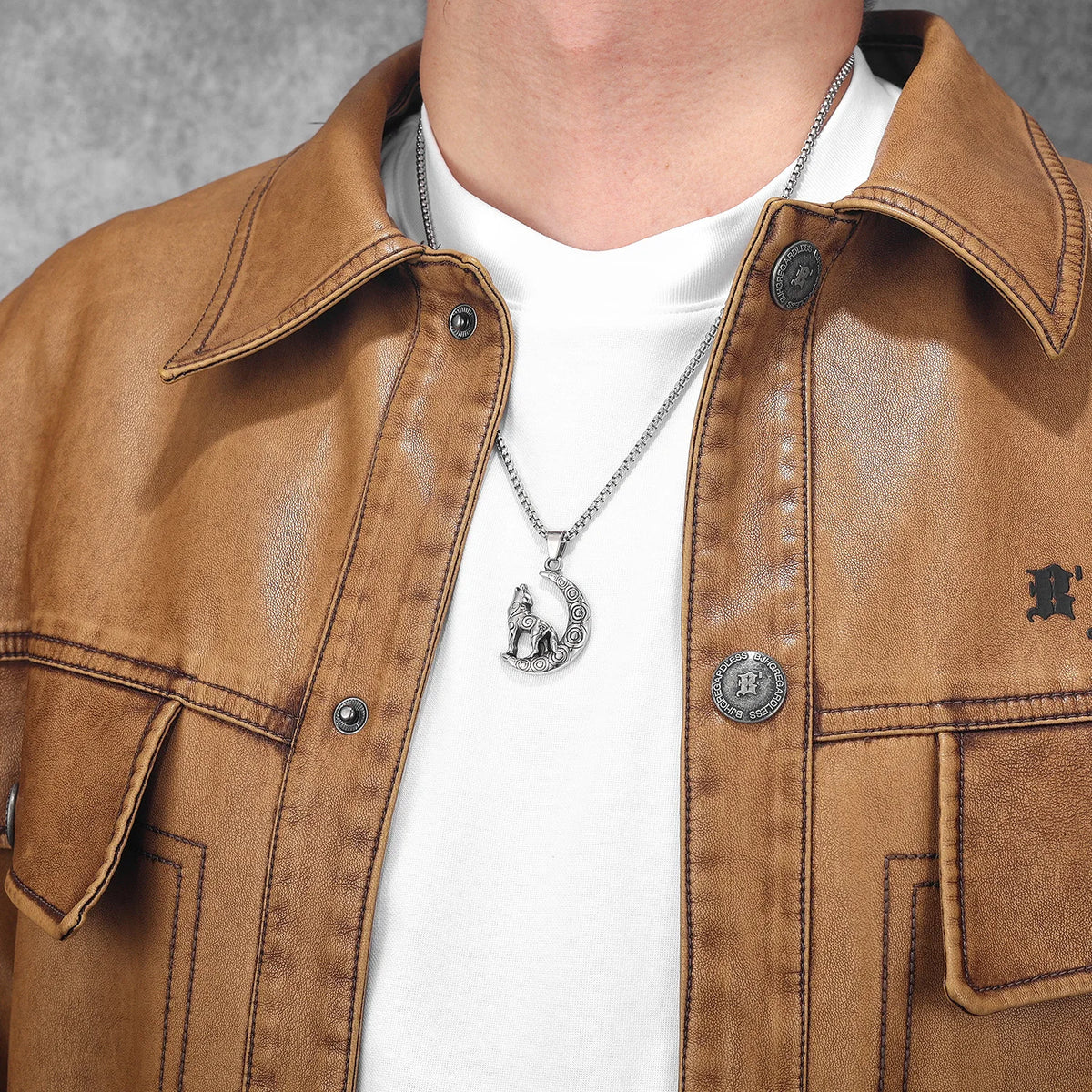PENDRA Patron Saint Wolf Steel Necklace