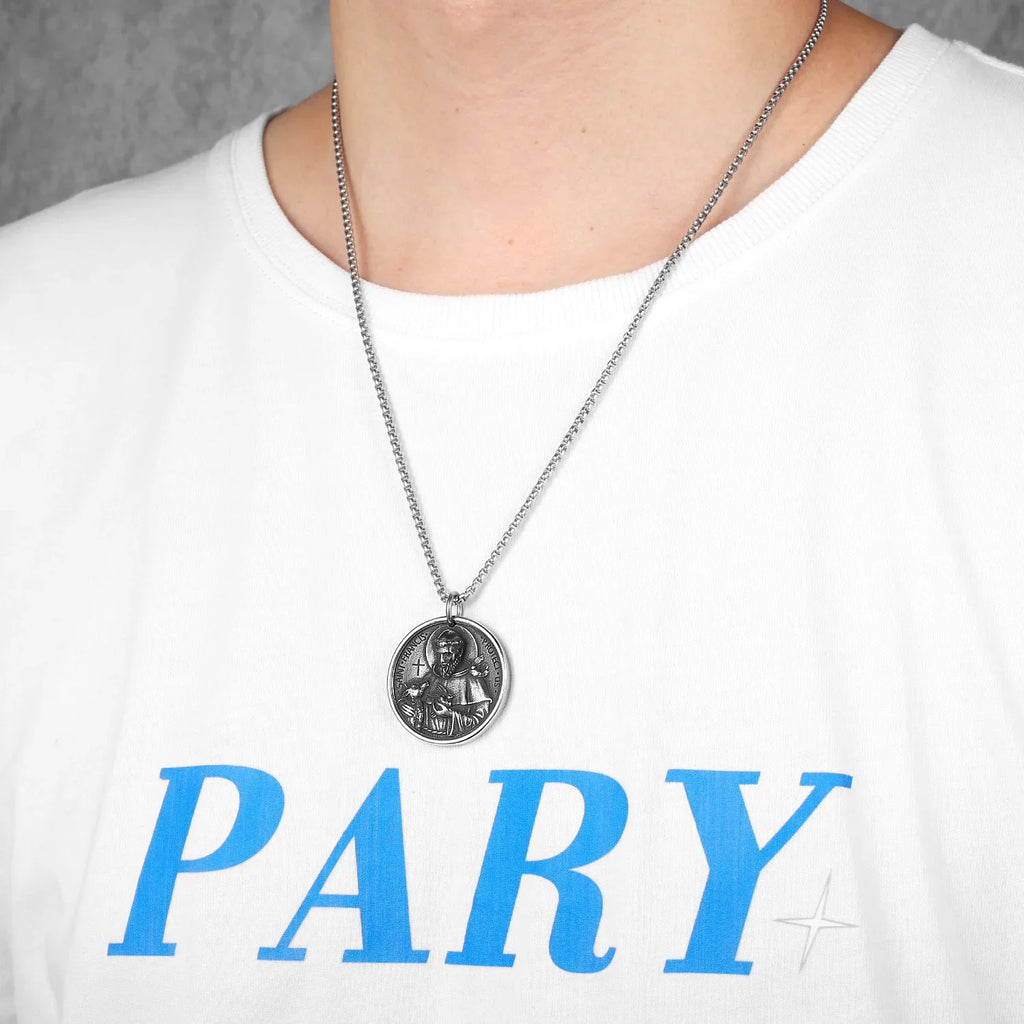 PENDRA Catholic St Francis Steel Necklace