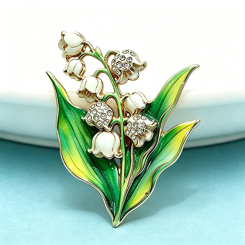 PENDRA Lilia 2-Color Enamel Rhinestone Lily Brooch