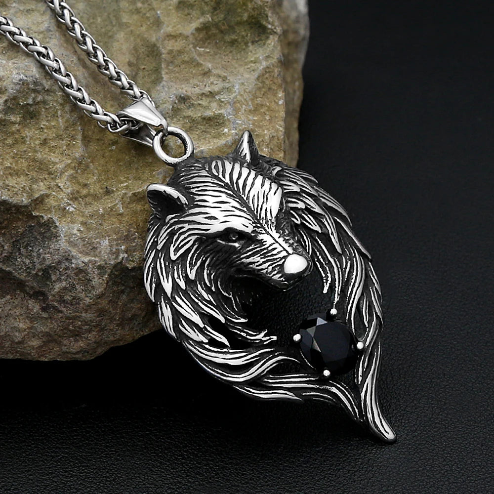 PENDRA Wolfrune Nordic Viking Wolf Pendant Necklace