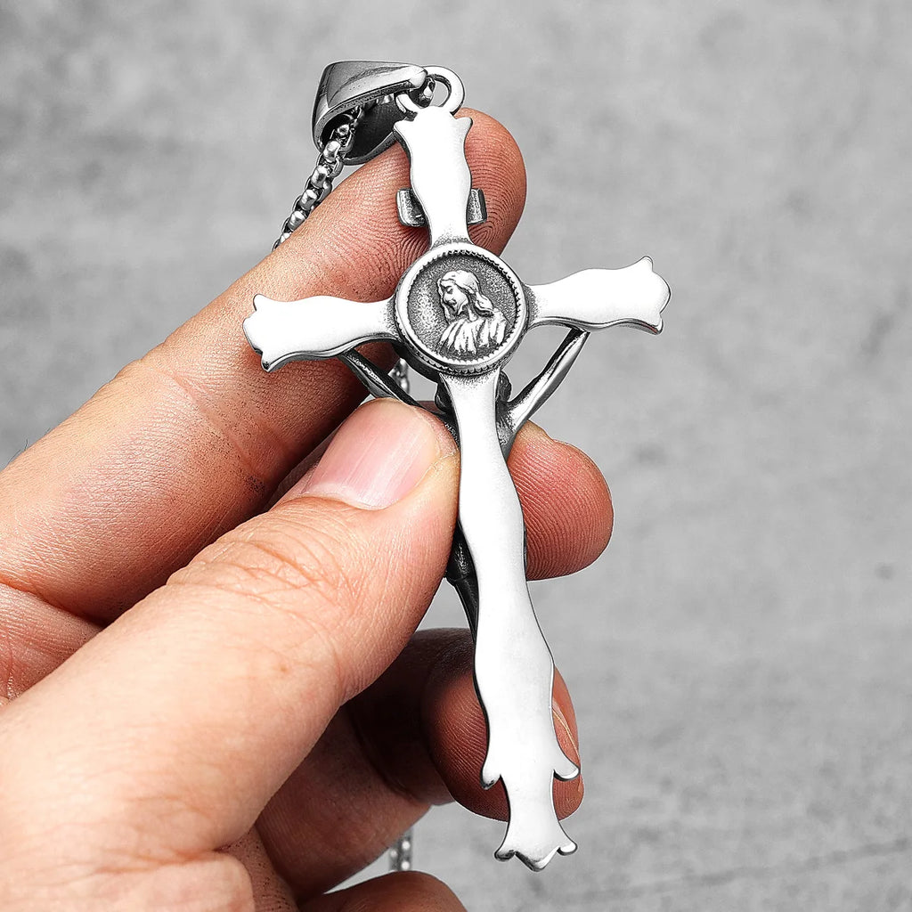 PENDRA INRI Jesus Cross Steel Necklace