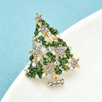 PENDRA Noelgreen Green Rhinestone Christmas Tree Brooch