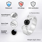 Triple Moon Goddess Ring for Men,Stainless Steel Black Onyx Stone Ring,Wicca Pagan Witchcraft Protection Amulet Finger Jewelry