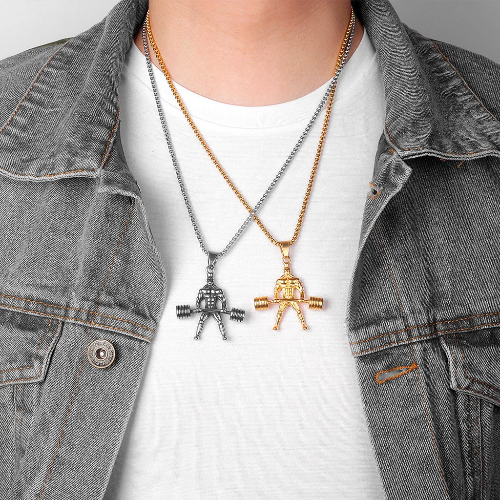 PENDRA Weightlifting Fitness Bodybuilding Steel Necklace