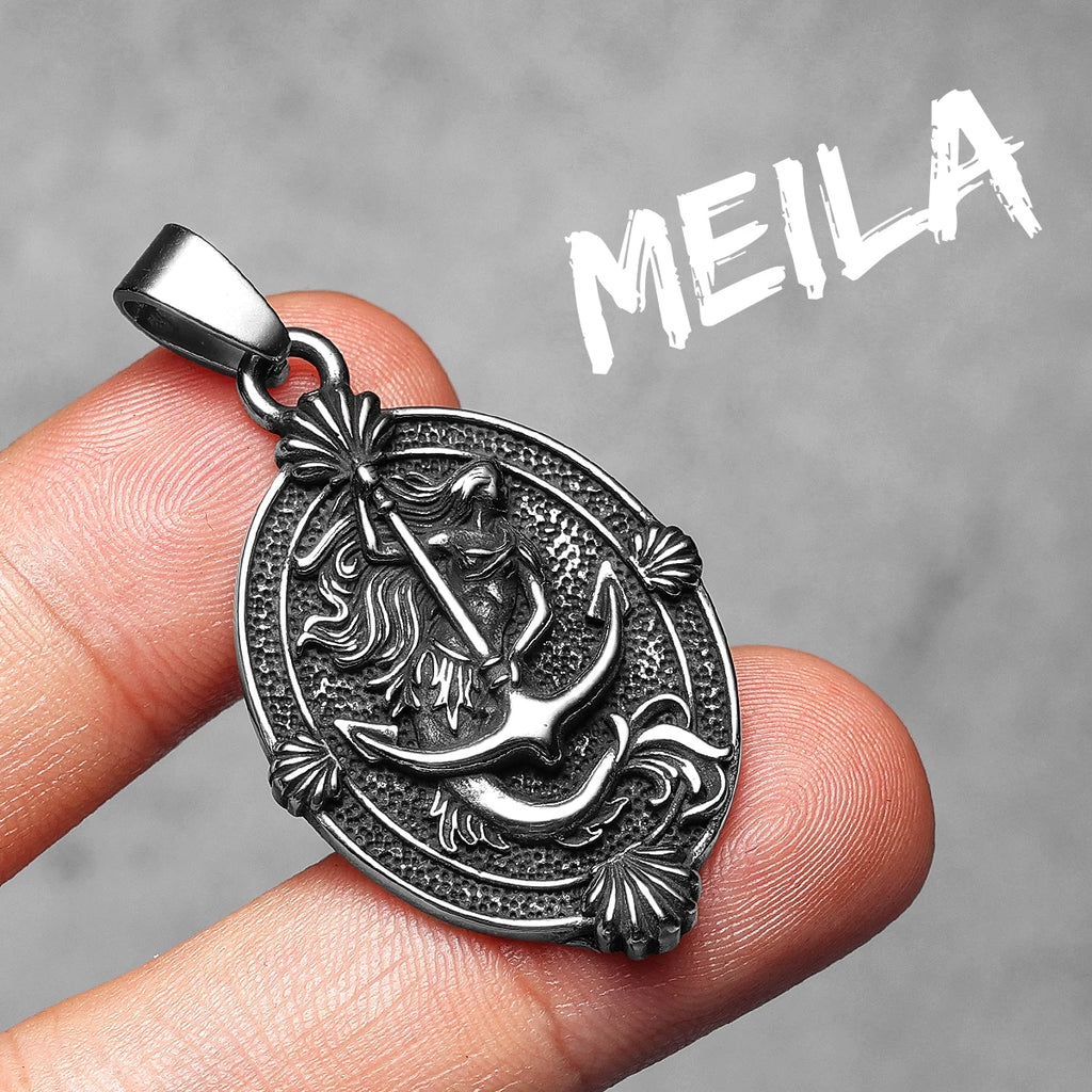 PENDRA Anchor Mermaid Steel Necklace