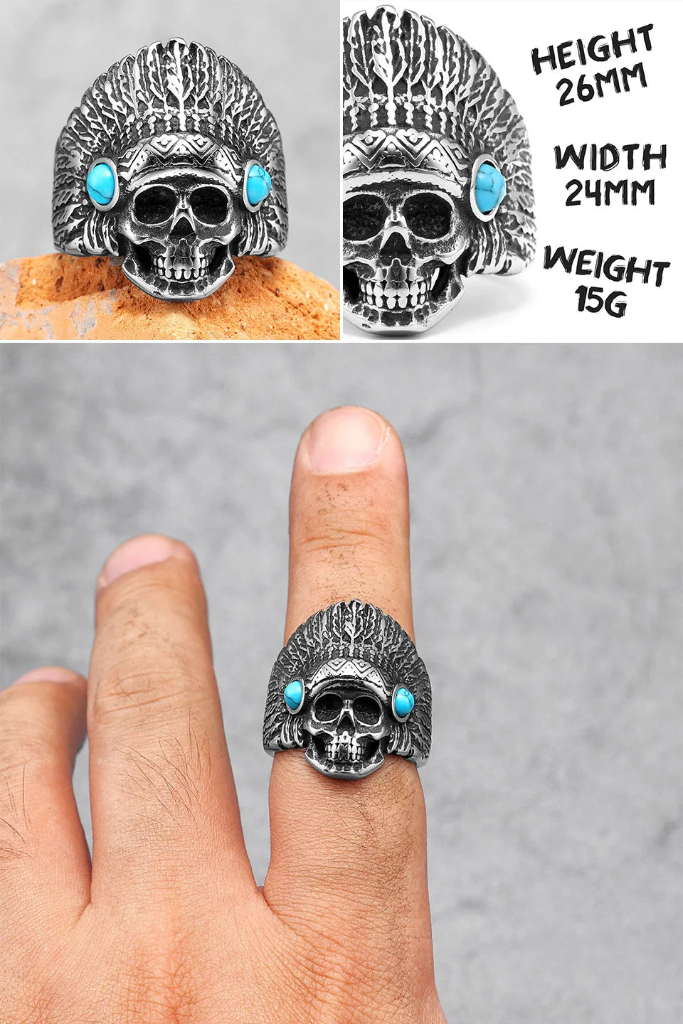 PENDRA Punk Gothic Skull Ring