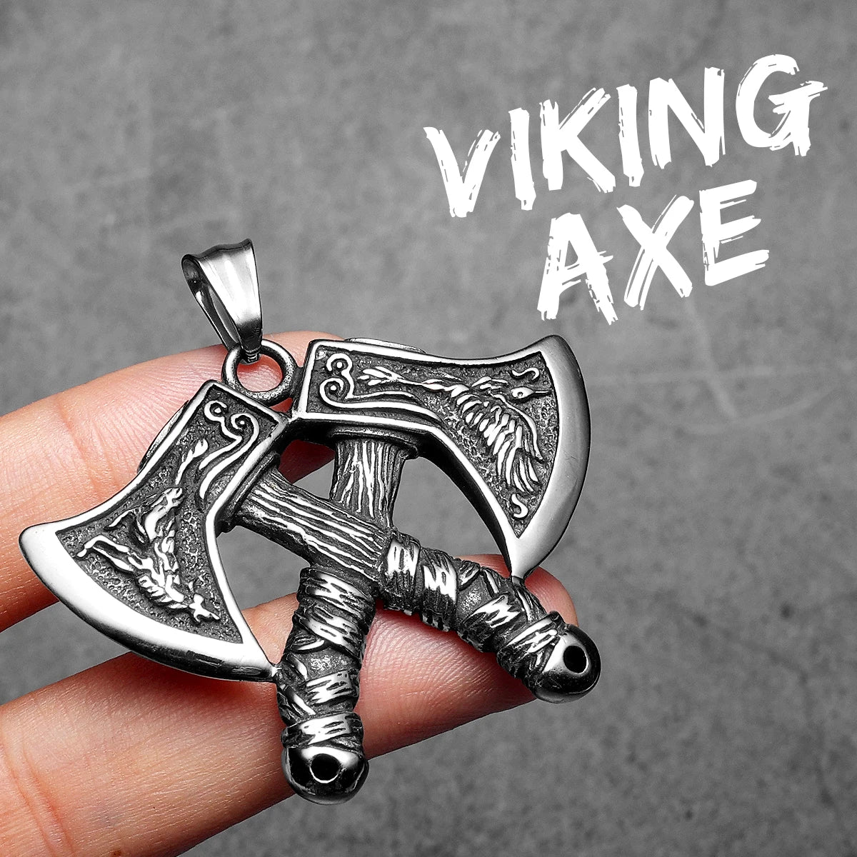 Viking Double Axe Men Necklaces Stainless Steel Pendant Chain Women Punk Fashion Jewelry New In Accessories Gifts Wholesale