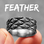 PENDRA Eagle Feather Rock Steel Ring