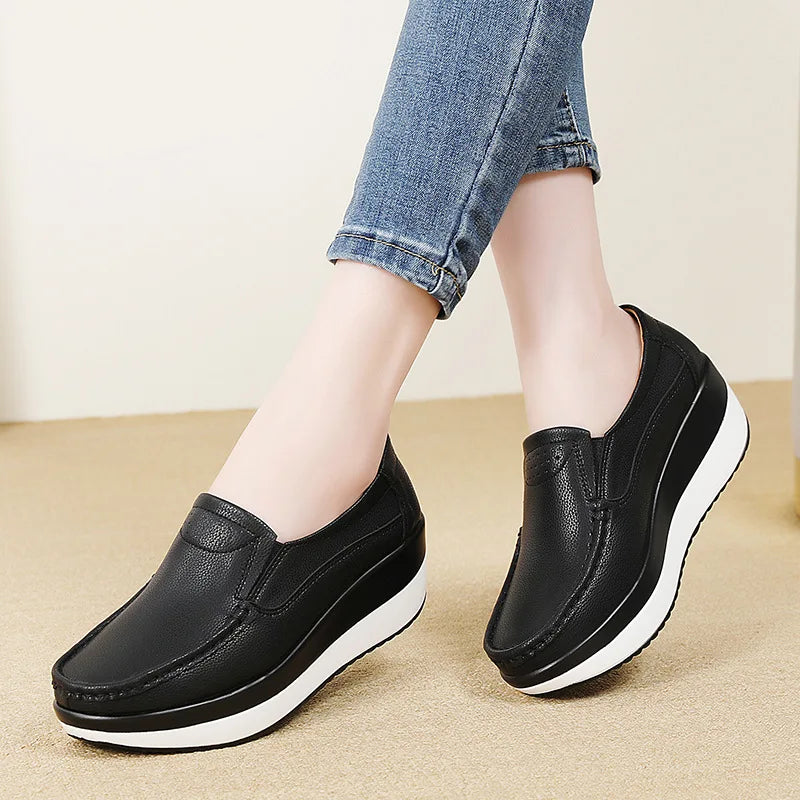 PENDRA Leather Sports Platform Shoes