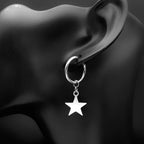 Key Star Hiphop Earrings For Women Men Stainless Steel Silver Color Fashion Punk Rock Ear Rings Rapper Jewelry Accessory