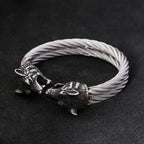 PENDRA Wolfcrest Viking Double Wolf Head Bracelet