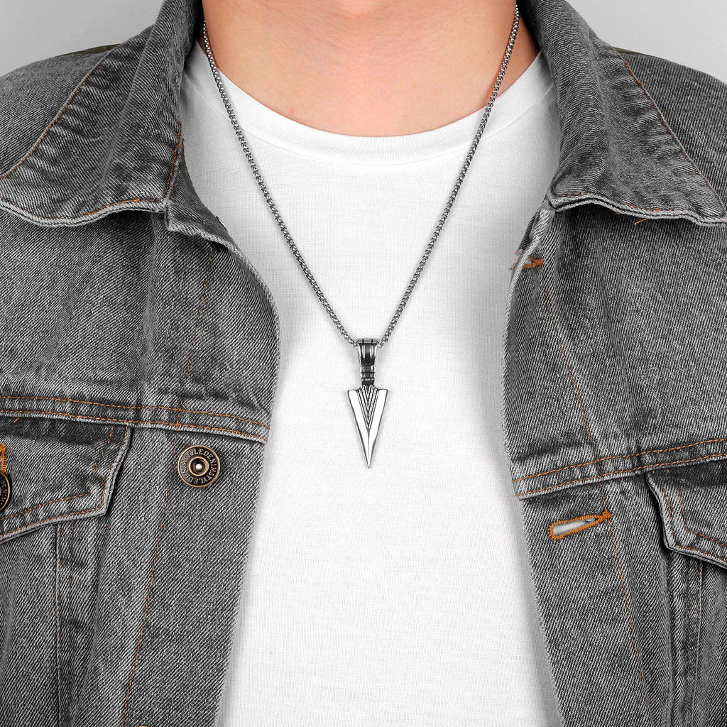 PENDRA Spartan Spearhead Boyfriend Steel Necklace