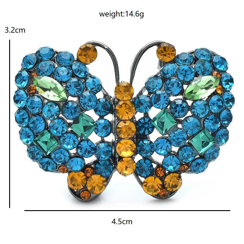 Wuli&baby Sparkling Butterfly Brooches For Women Unisex 2-color Lovely Rhinestone Insects Office Party Brooch Pins Gifts