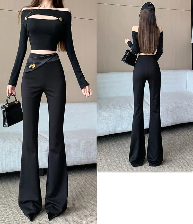 PENDRA Plushline High Waist Slim Leather Pants