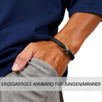 Stainless Steel Infinity Black Leather Bracelet for Men,High Quality Microfiber Leather Wristband,Gift for Husband Dad Him