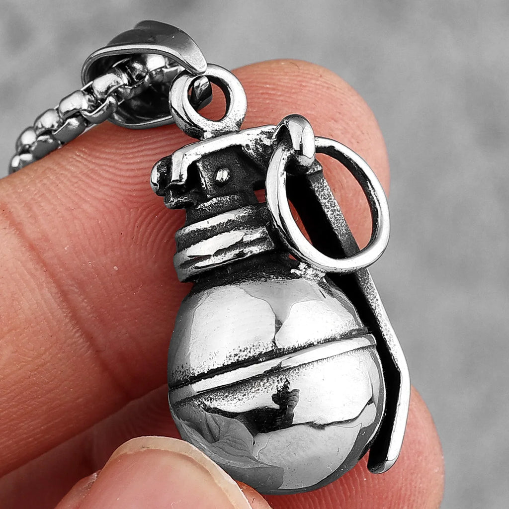 PENDRA Grenade Bomb Weapon Steel Necklace