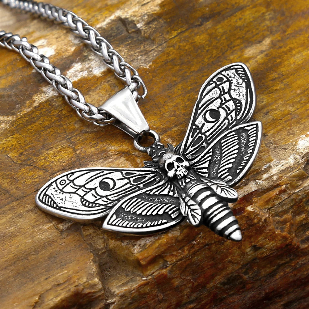 PENDRA Deathmoth Gothic Death Head Moth Necklace