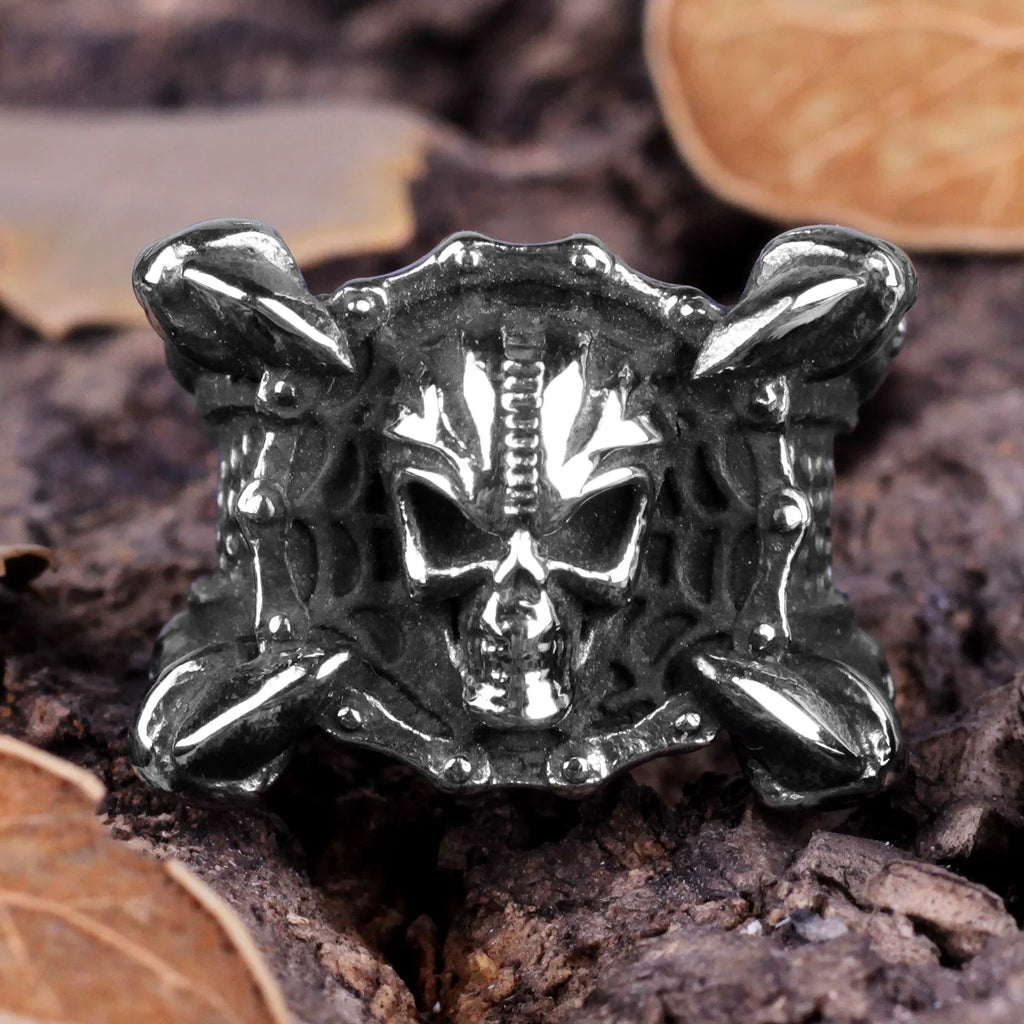 PENDRA Skull Dragon Claw Steel Ring