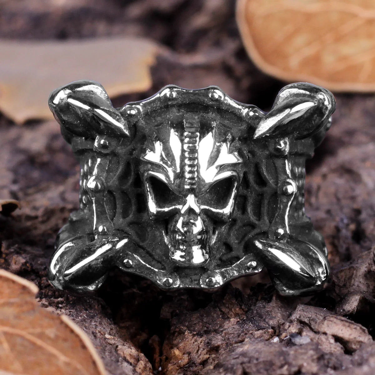 PENDRA Skull Dragon Claw Steel Ring
