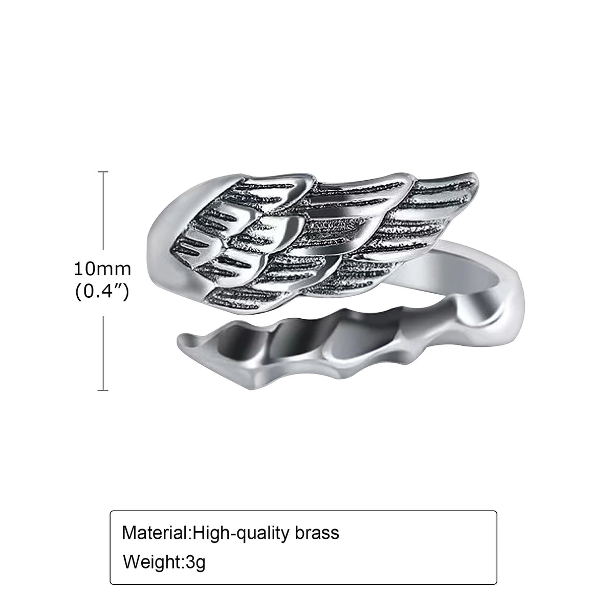 Retro Wings Ring for Men,Gothic Devil Wings Adjustable  Metal Ring,Punk Hip Hop Jewelry Gift
