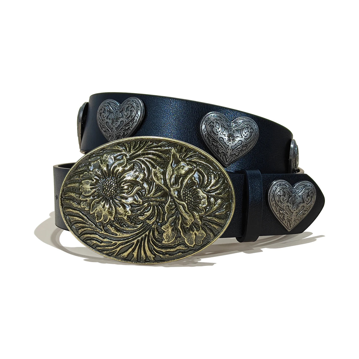 Vintage Carved Gemstone Buckle Floral Rivet Waist Belt For Ladies Daily Wear Y2k Punk Belt Sweet Cool Hot Girl Jeans Waistband