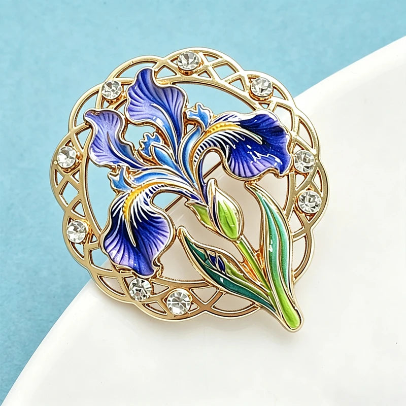 PENDRA Iriselle Famous Painting Iris Flower Brooch