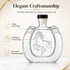 Clear Horseshoe Shaped Liquor Decanter 350ML Embossed Horse Glass Wine Bottle Whisky Container Home Bar Decoration