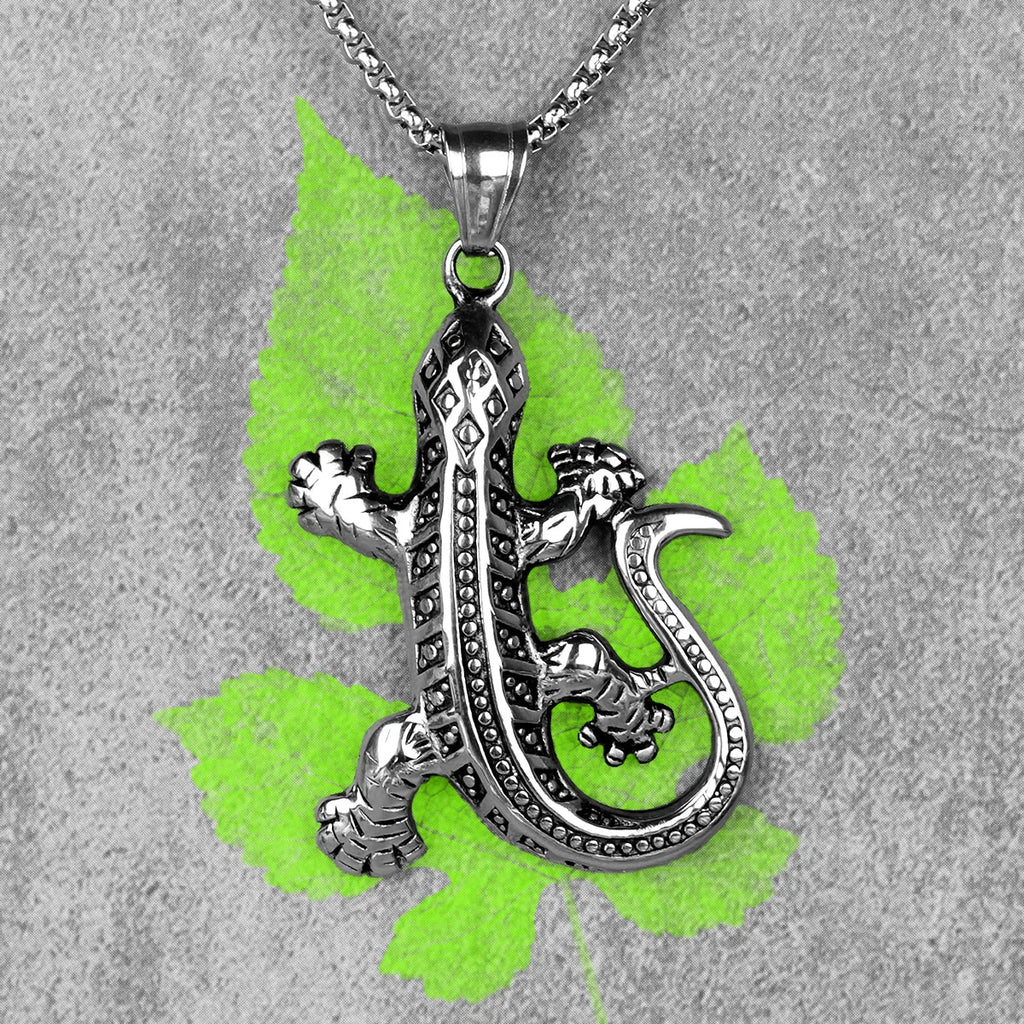PENDRA Gecko Lizard Animal Steel Necklace