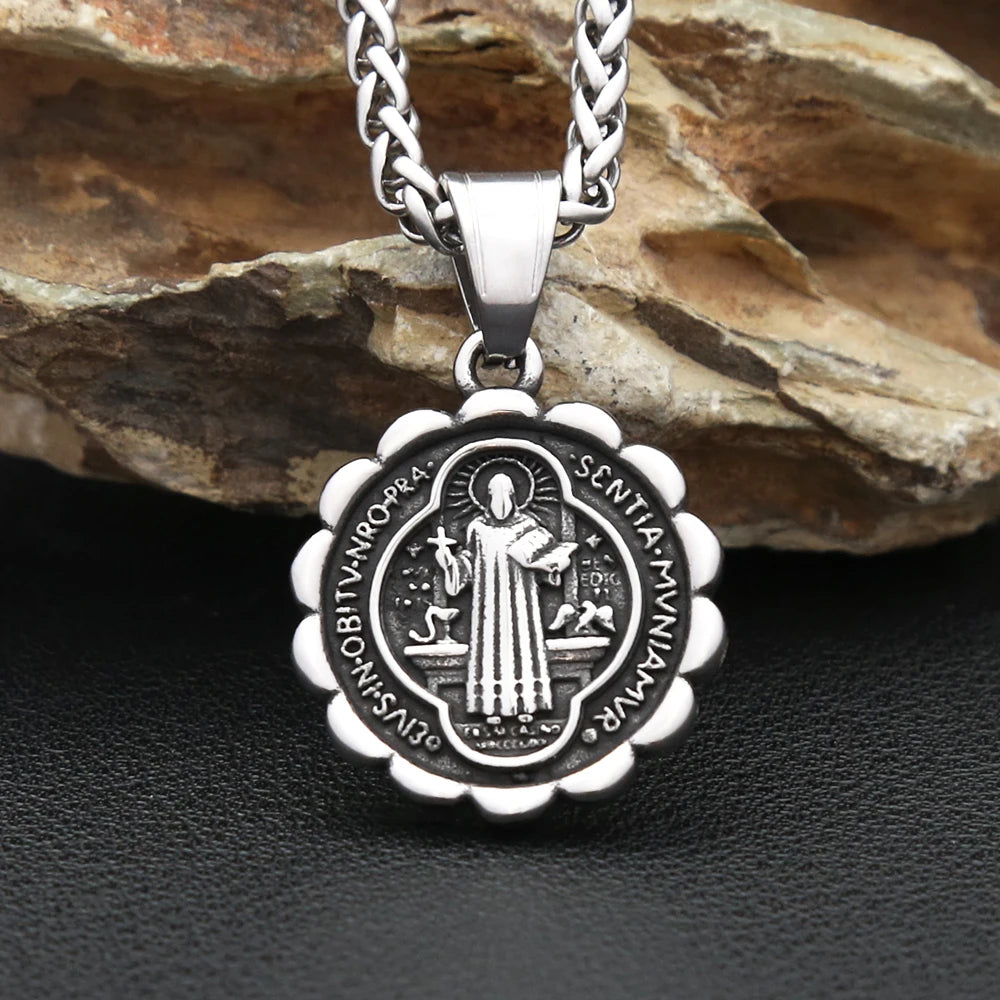 PENDRA Benedictus Stainless Steel Saint Benedict Pendant