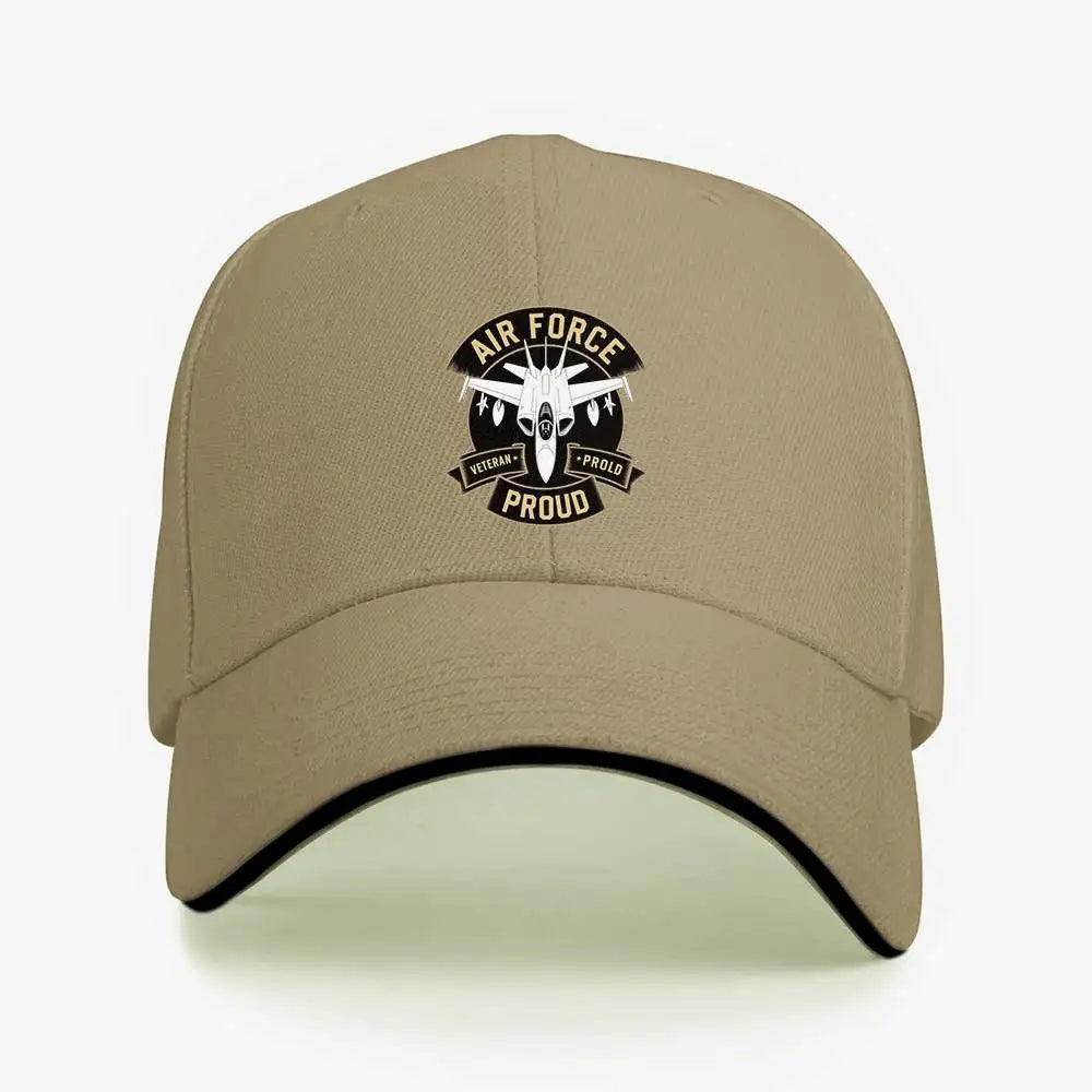 1pc "AIR FORCE PROUD" jet emblem, Baseball caps, unisex, travel caps.