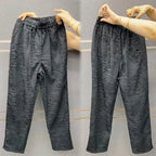 Lace hollowed out cropped pants women summer 2024 thin slim small foot Harlan pants loose and high waist versatile casual pants