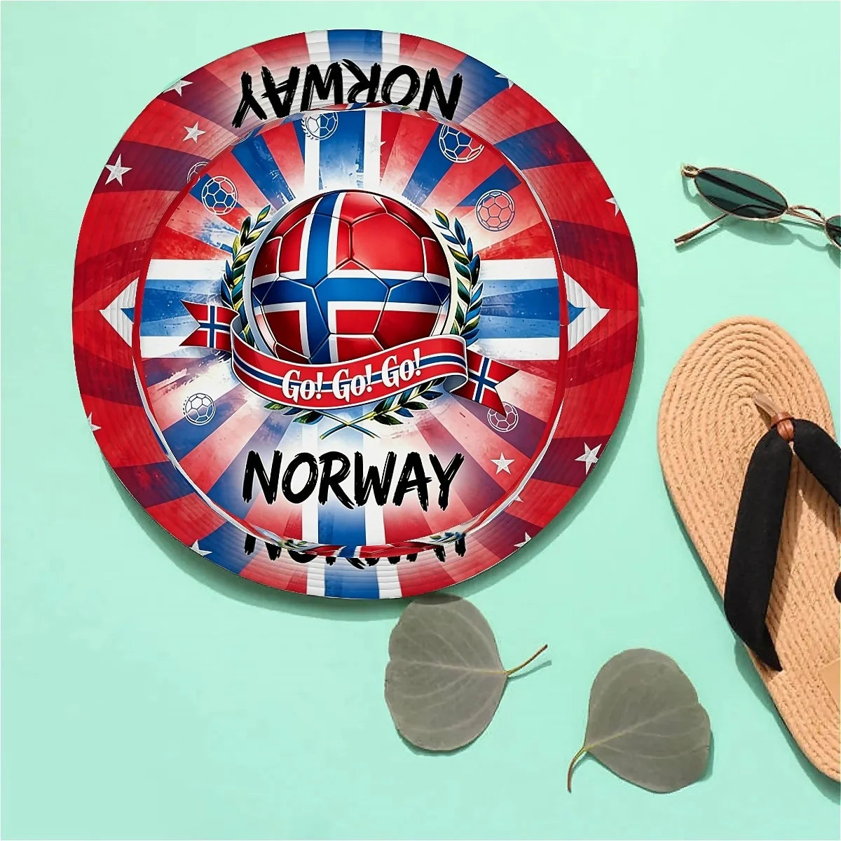 1pc Football Fan Norway National Flag Soccer Ball Unisex Printed Fisherman Hat, Stylish Hat with Fun Personalty, Outdoor Vacatio