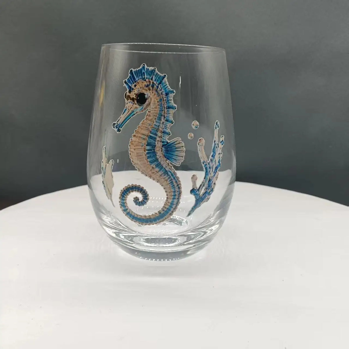 PENDRA Marine Life Red-Wine Glass with Decorative Print