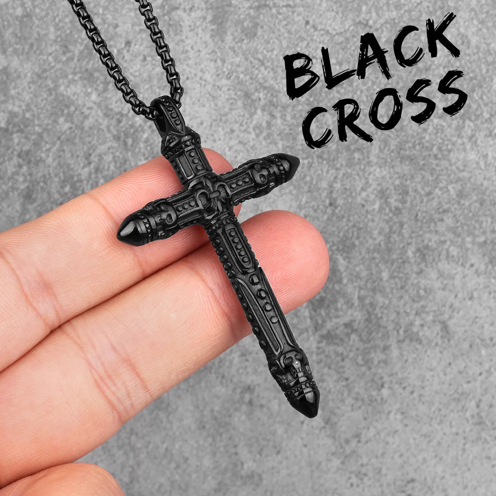 PENDRA Jesus Skull Cross Steel Necklace