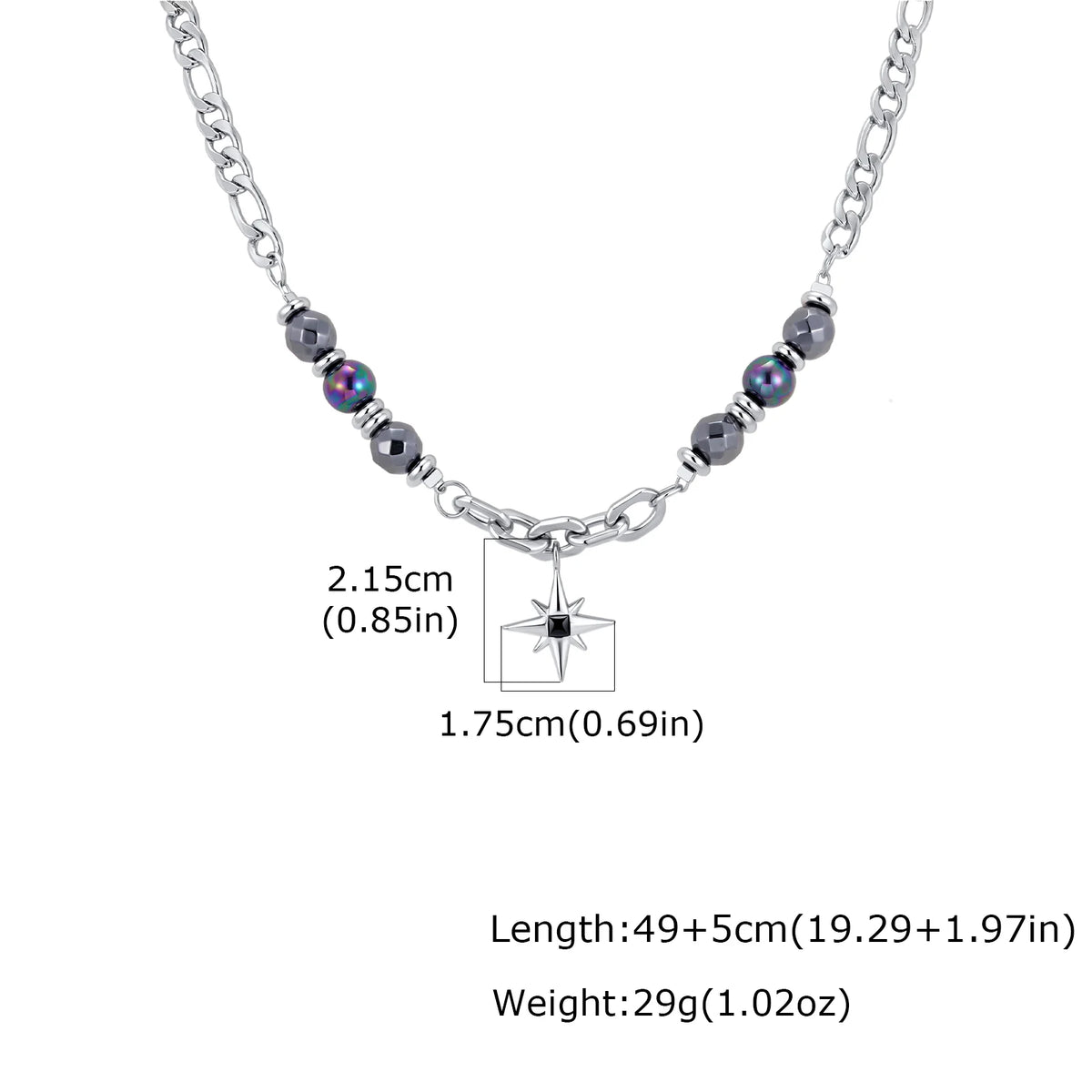 Hiphop Star Cross Chain Necklaces for Men Boys,Stainless Steel Punk Double Layers Chain Collars,Unisex Jewelry