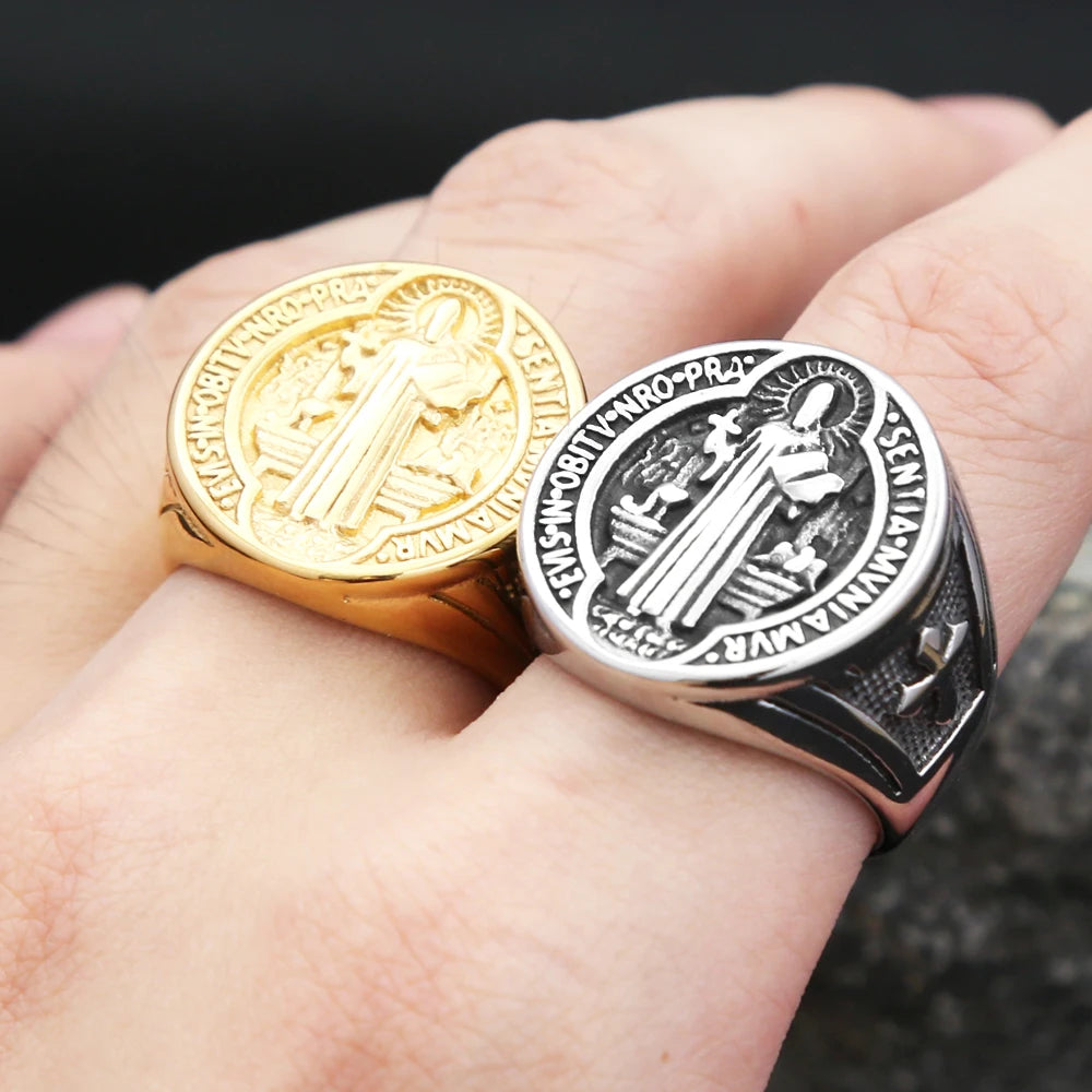 PENDRA Benedictus 316L Stainless Steel Saint Benedict Ring