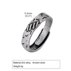 Grey Scar Rings for Men Boys,Retro Charm Metal Adjustable Ring Free Size Ring,New Fashion Jewelry Accessories Gifts