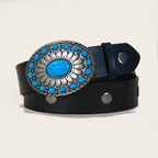 PENDRA Noraarae Leather Black Turquoise Buckle Turquoise Belt