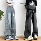 Scimitar Jeans Washed Casual Straight New High Street Retro Wide-leg Trousers Low Rise Jeans Clothing Streetwear Men