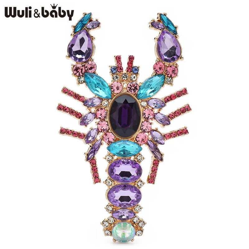 PENDRA Luxe Lobster Rhinestone Animal Brooch