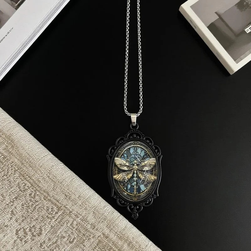 PENDRA Dragonfly Vintage Yellow Dragonfly Pendant