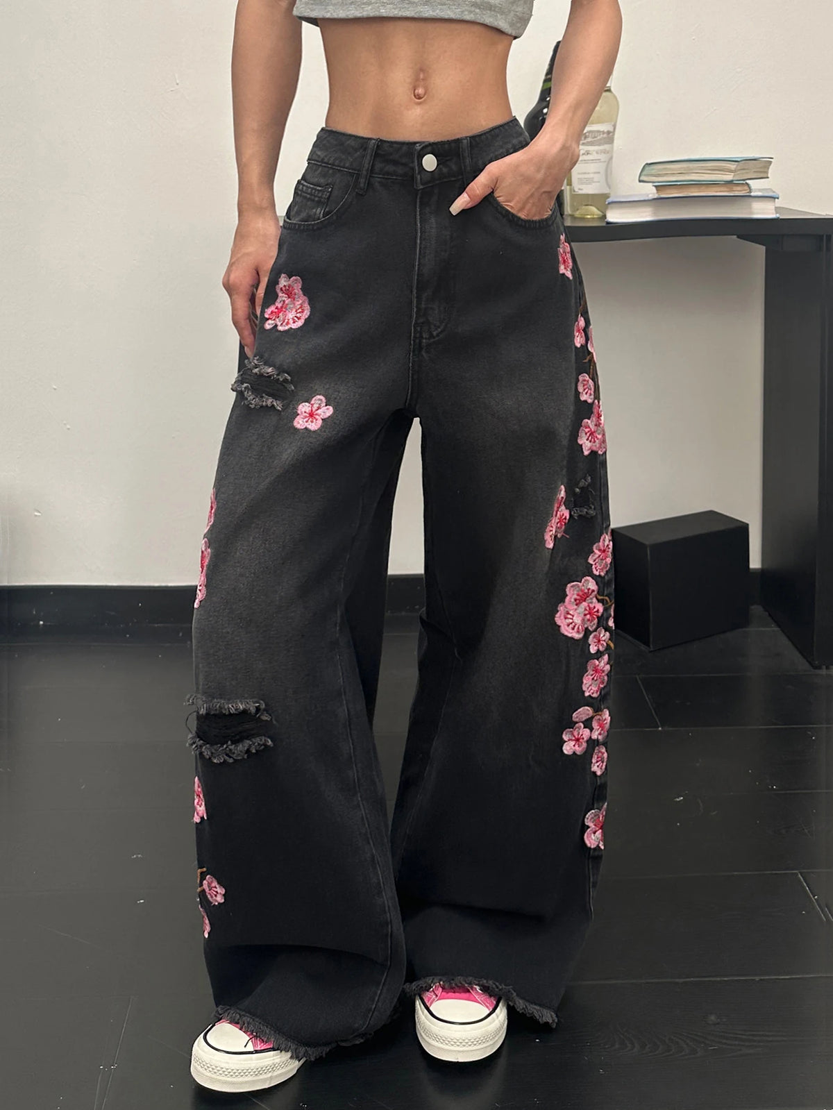 PENDRA European American Floral Jeans