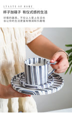 Simple ceramic coffee cup and saucer high-value coffee cup and saucer set household water  afternoon tea European and saucer ins