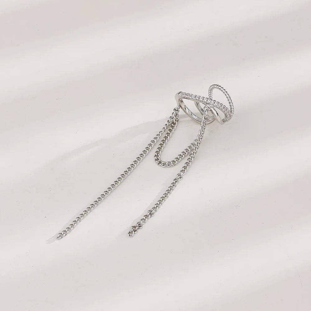 VENTFILLE Silver Gold Color Zircon Multi Layers Ear Clip Earring for Women Girl Party Gift Personality Jewelry Dropshipping