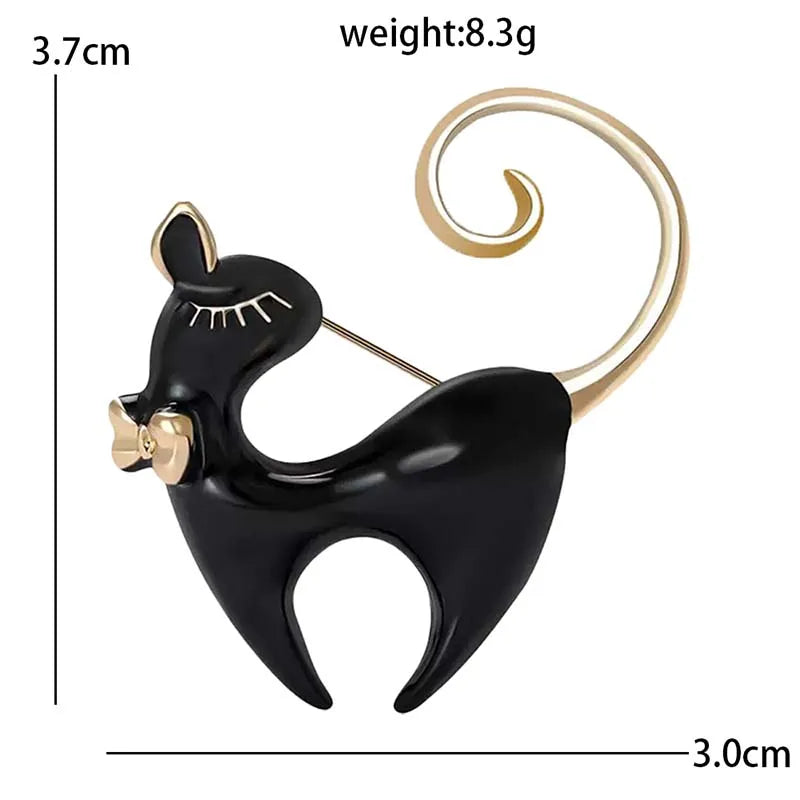 Wuli&baby Vintage Cute Cat Brooches For Women Unisex 2-color Enamel Animal Casual Party Brooch Pins Gifts