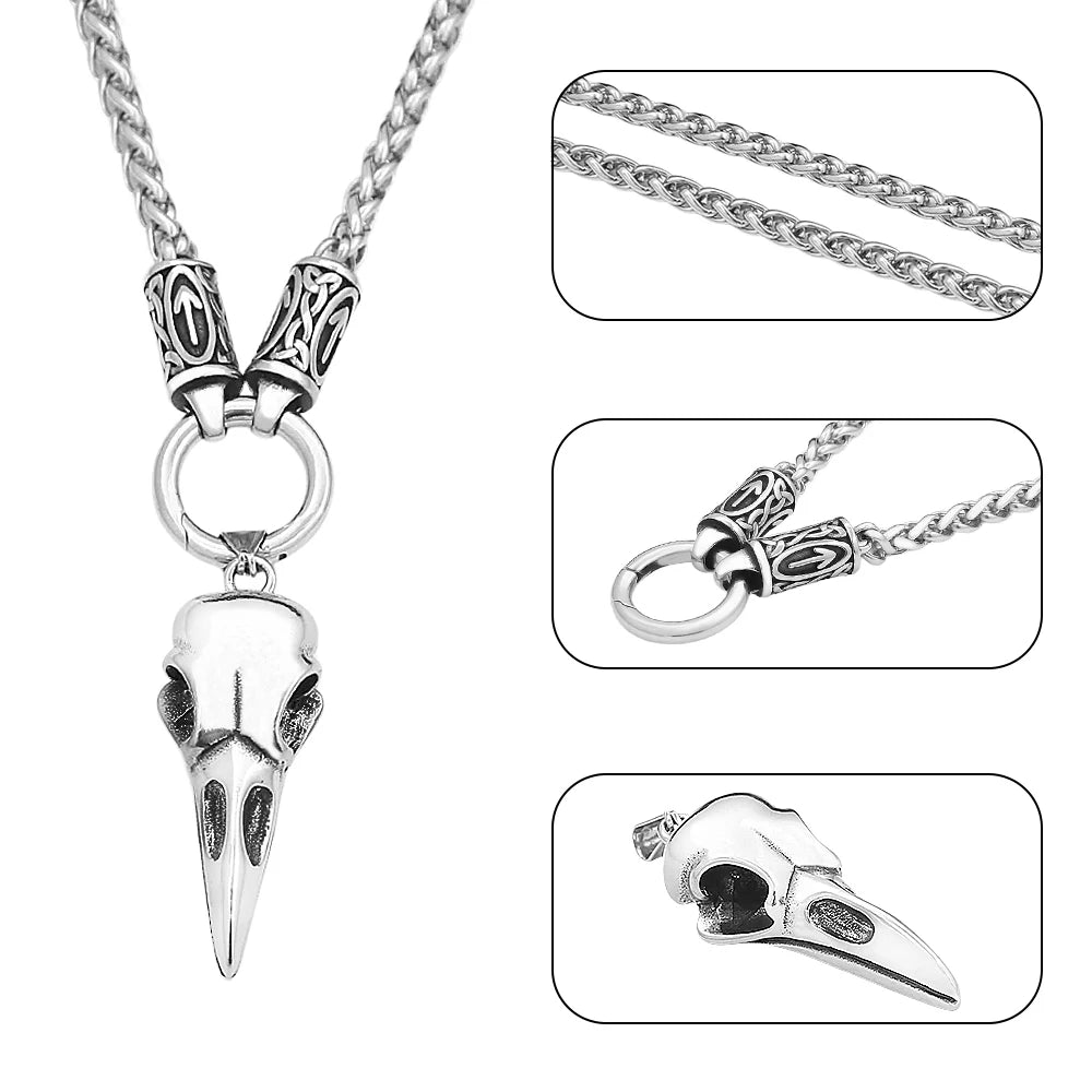 PENDRA Odinskull Nordic Odin Crow Skull Necklace
