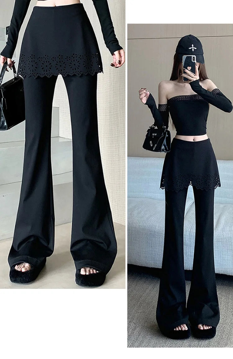 PENDRA Black Micro Flared Pants
