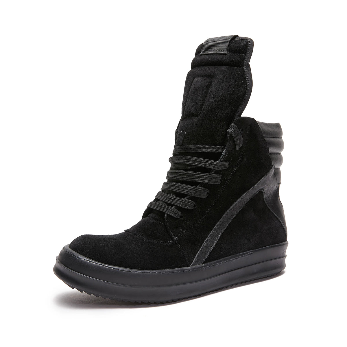 PENDRA Dark Suede Black Suede High-Top Flat Zip Ankle Boots