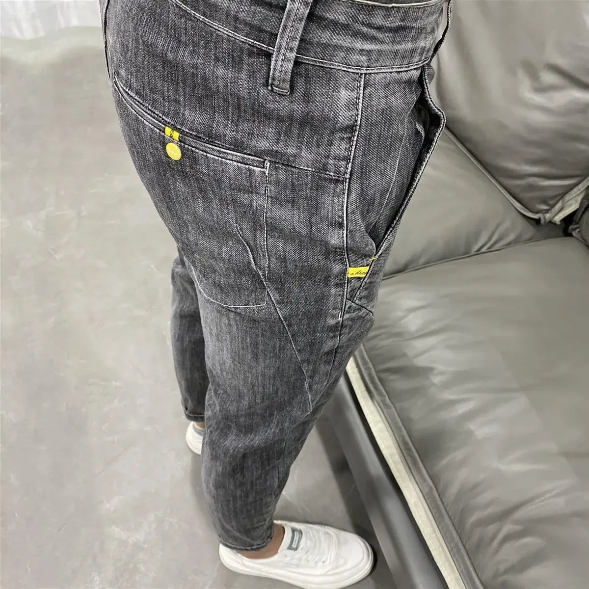 Summer Luxury Korean Style Stretch Grey Men's Slim Trousers Classic Streetwear Casual Designer Cowboy Boyfriend Jeans for Men