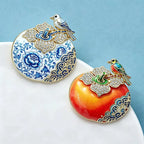 PENDRA Persimora Bird and Persimmon Brooch